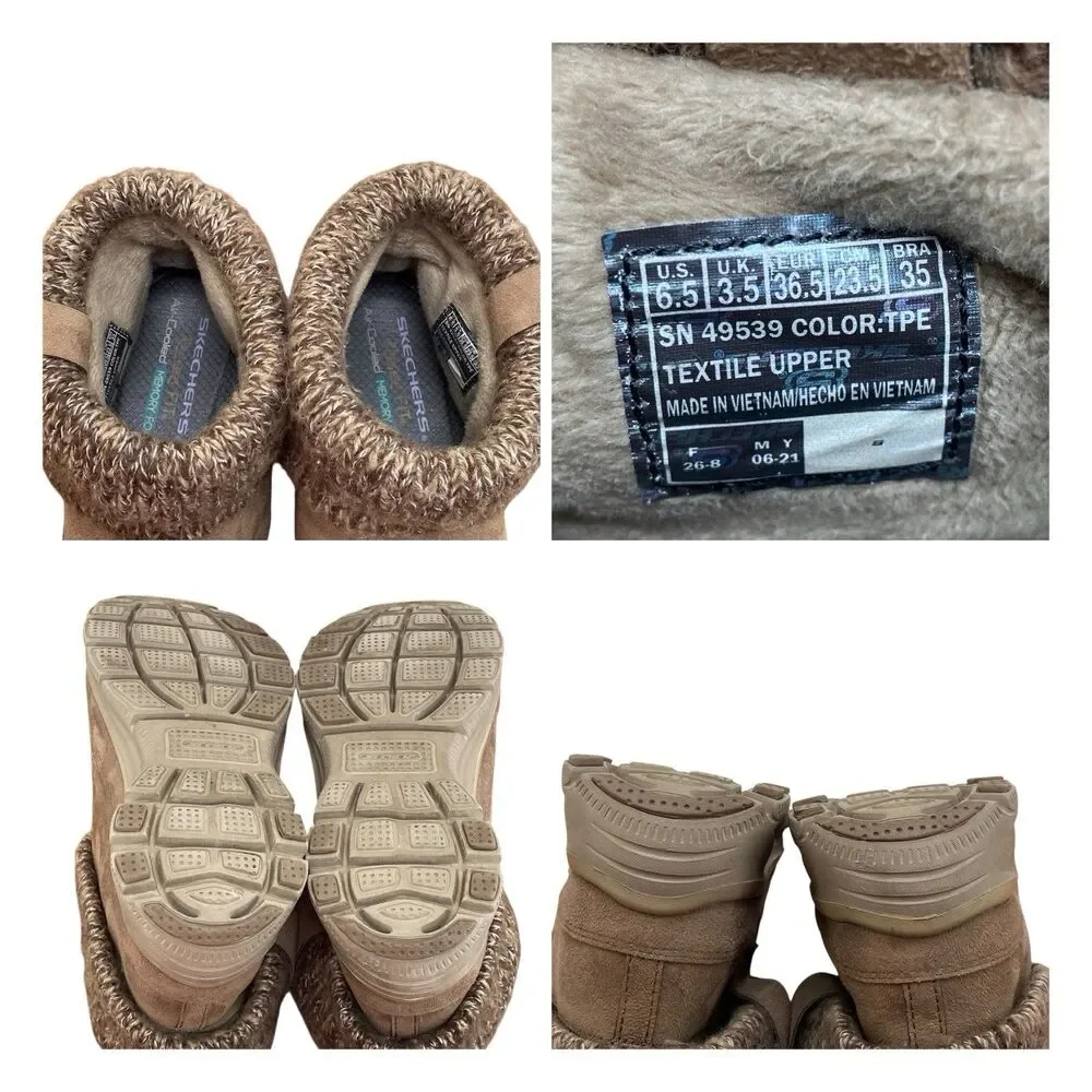 Skechers‎ Booties Sz 6.5 Relaxed Fit Cooled Memory Foam Taupe